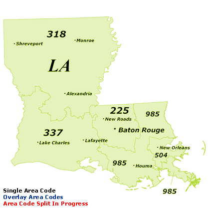 Find Louisiana Area Codes by Map