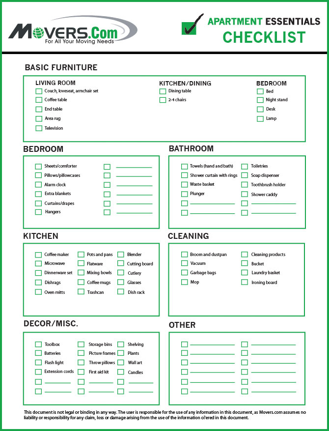 First Apartment Checklist New Home Checklist New Home Essentials