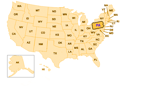 map of pennsylvania. Pennsylvania