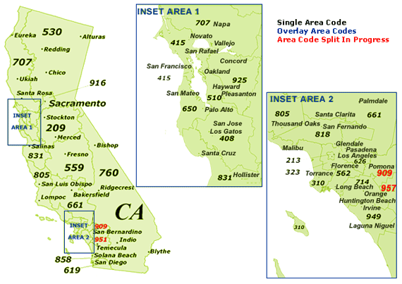 CA Area Code Map