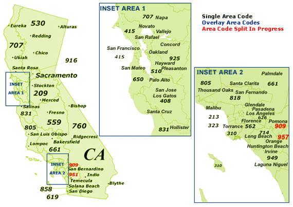 909 area code california