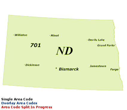 ND Area Code Map