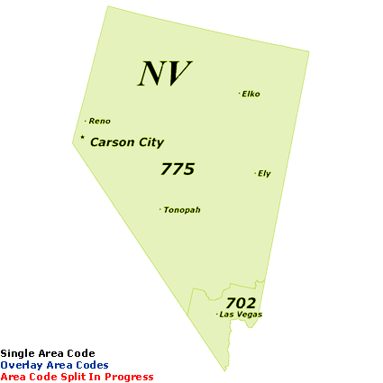 NV Area Code Map