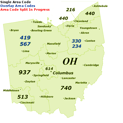 OH Area Code Map