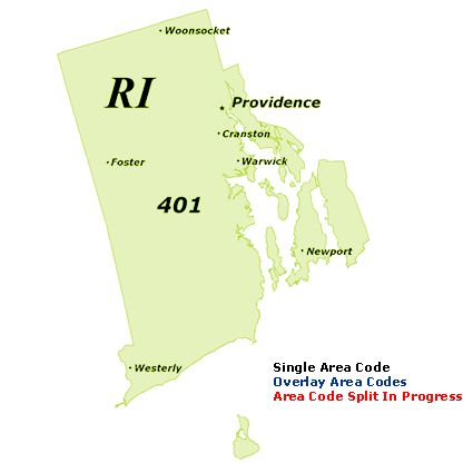 RI Area Code Map