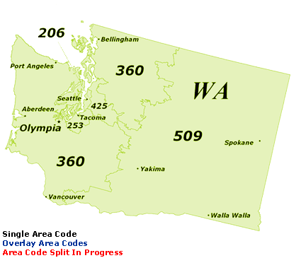 Find Washington Area Codes by Map