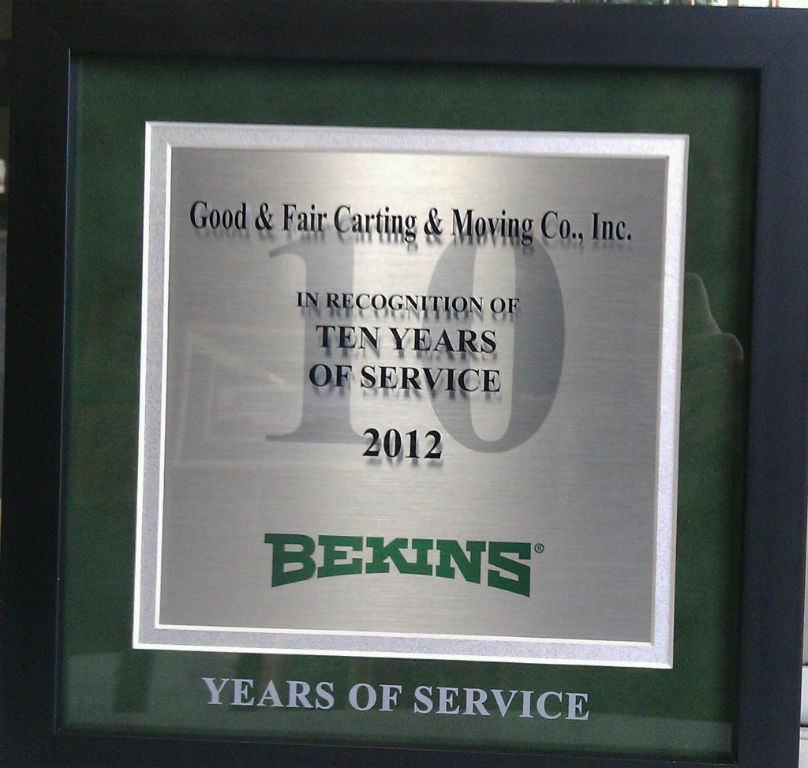 BEKINS Ten Years of Service