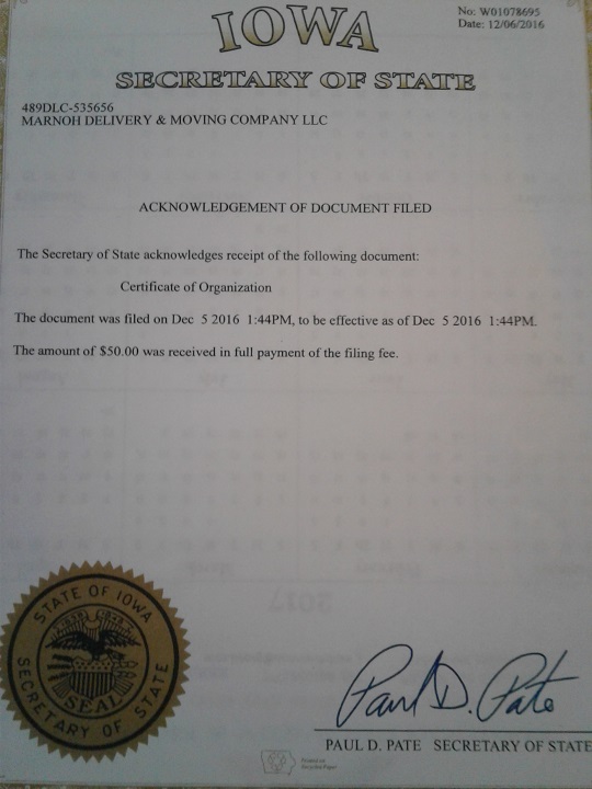 Marnoh Delivery Moving Company Cedar Rapids Ia 52404