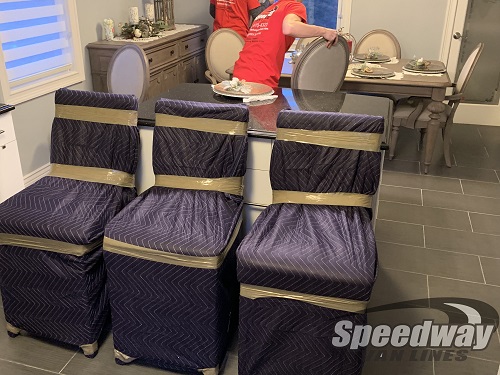 Dining chairs properly packed