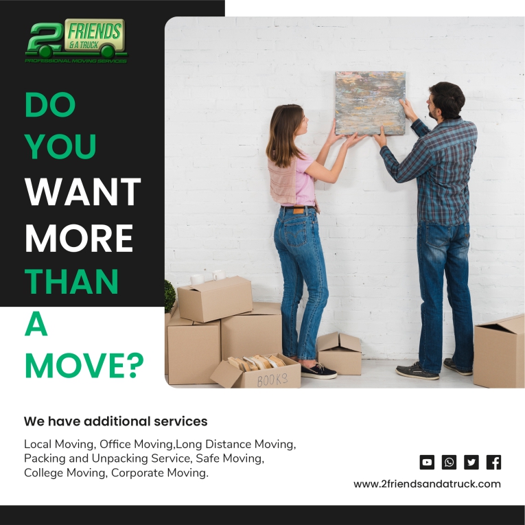 Do you want more than a move? Two Friends and a Truck Brandon is one stop for all your moving and pa