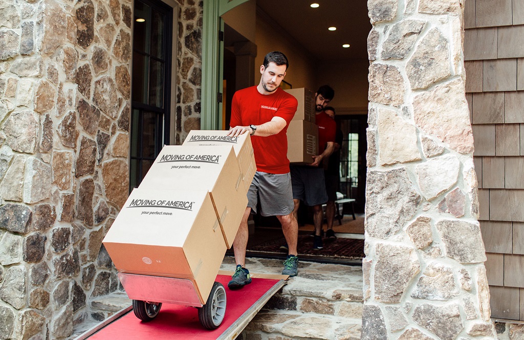 12 Movers with Handtruck by Front Door Ramp