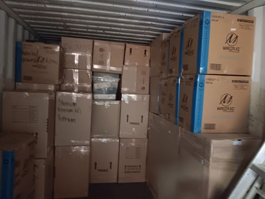 Truck loaded with boxes