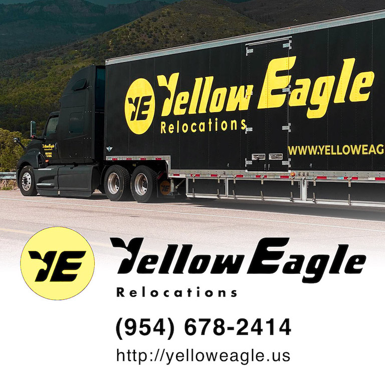 Yellow Eagle Relocations Flyer Truck in the Mountains on the Road