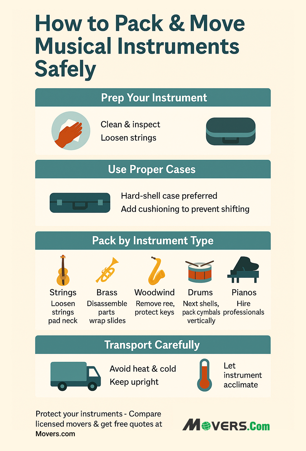 How to Carefully Pack and Move Musical Instruments