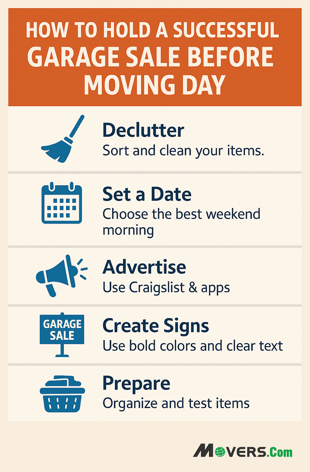 Hold a Garage sale before moving day