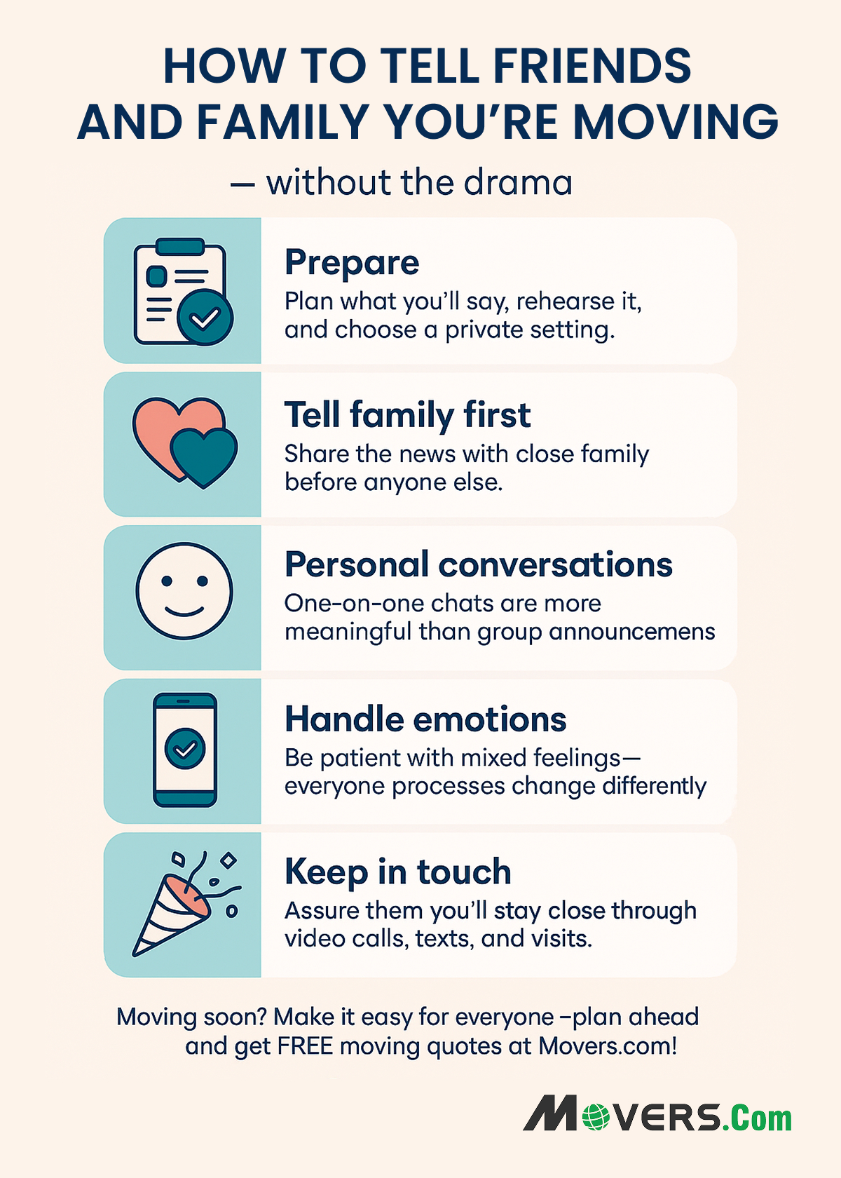 Infographic on how to tell your Friends & Family you are moving