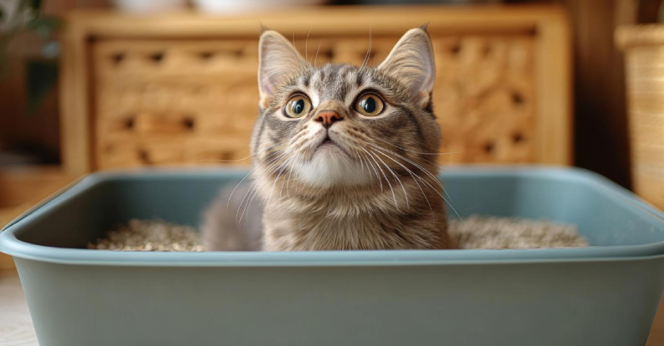 Cat in the bathroom before moving
