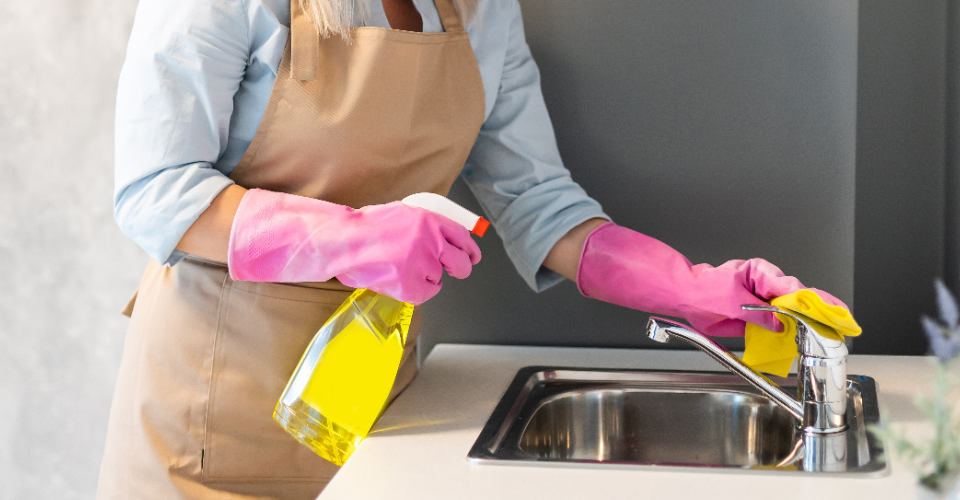 Cleaning the kitchen