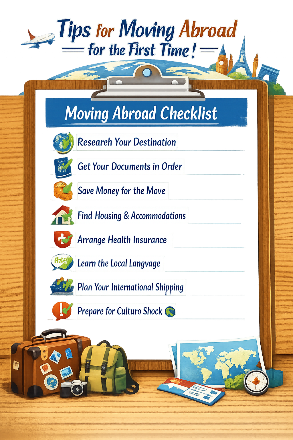 Checklist of Things to do when Moving Aborad
