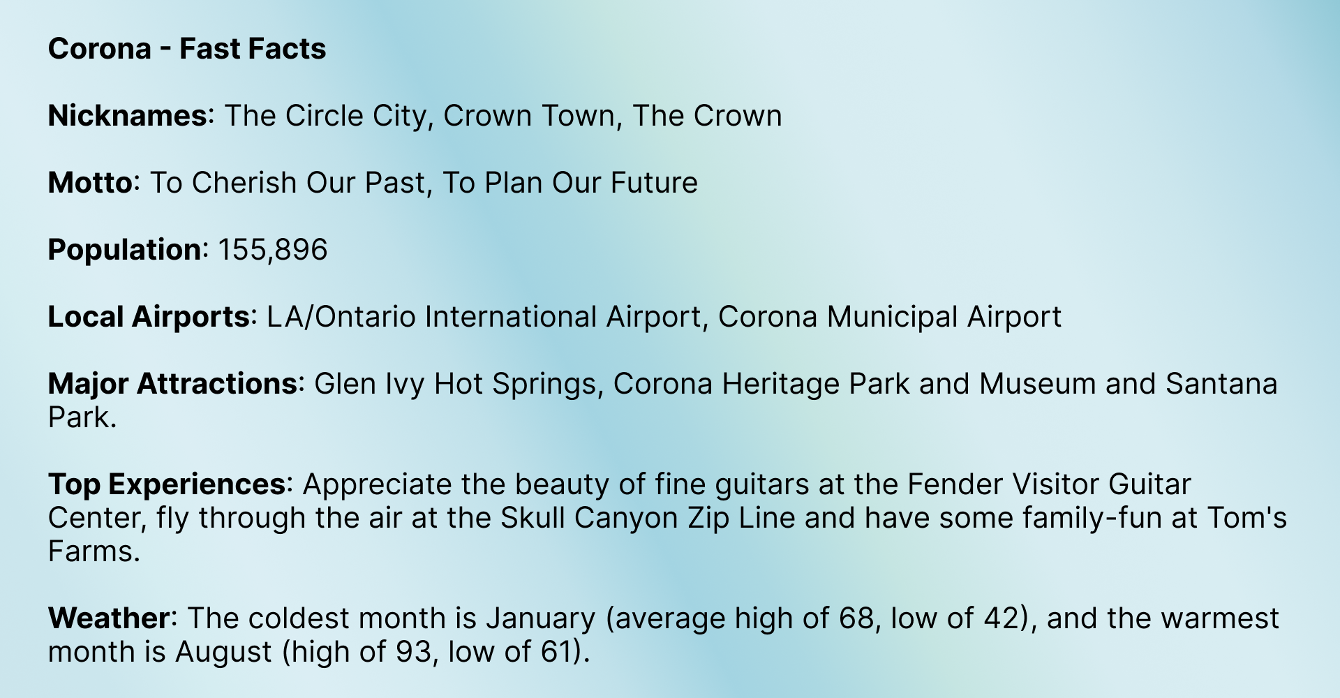 Fast Facts on Corona