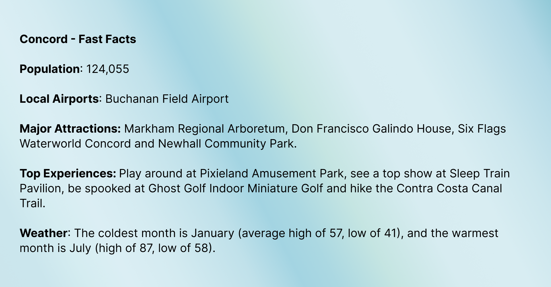 Fast Facts on Concord CA