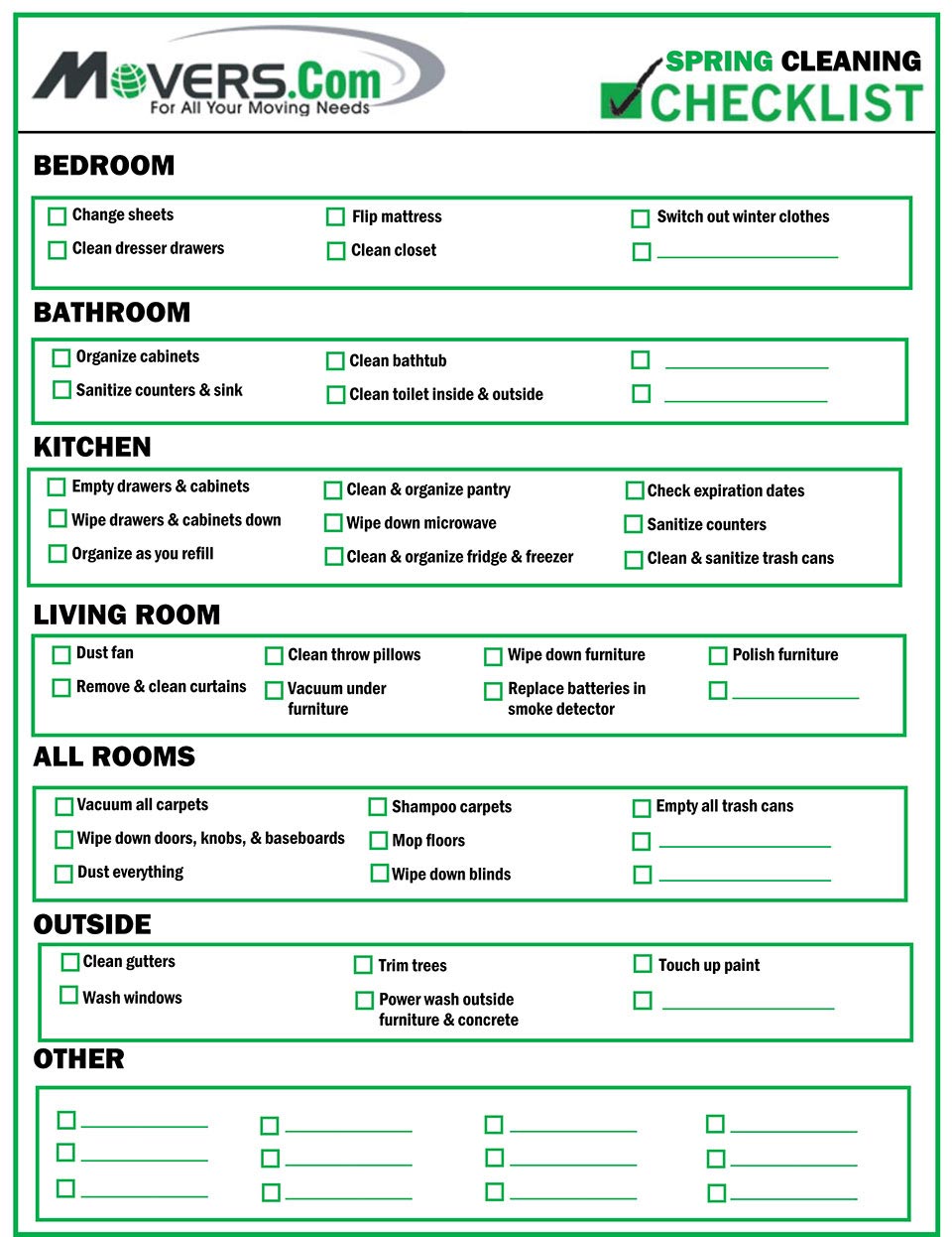 Spring Cleaning Checklist Movers Com