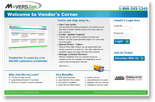 Vendor's corner dashboard overview