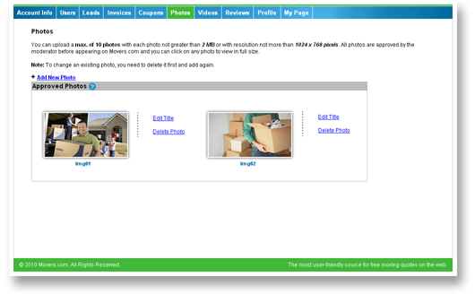 Photo upload interface