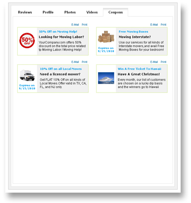 Coupon management interface